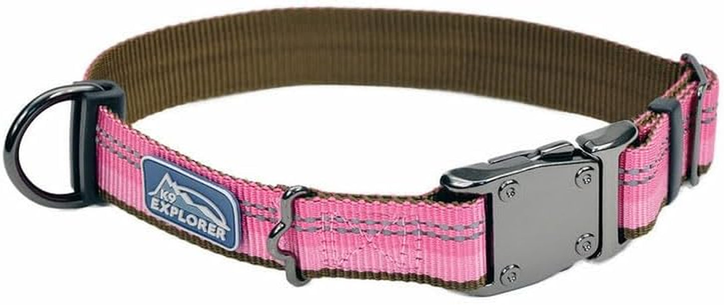 Pet K9 Explorer Reflective Adjustable Dog Collar - Comfortable Collar for the Outdoors - Durable, Lightweight Accessory with Side-Release Buckle - Berry, 5/8" X 8-12"