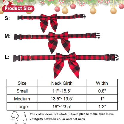 Dog Collar with Detachable Bow Tie - Adjustable, Multiple Patterns