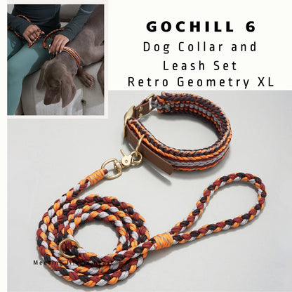 Adjustable Dog Collar and Leash Set, Reflective Collars with Brass Buckle and D-Ring for Large Dogs Walking and Training