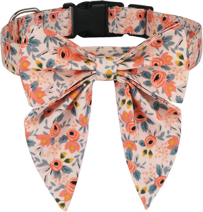 Dog Collar with Detachable Bow Tie - Adjustable, Multiple Patterns