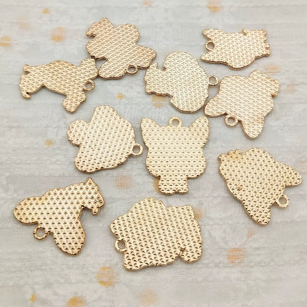 10Pcs Dog Charm Jewelry Accessories Diy Making Craft Enamel Necklace Earring Pendant Keychain Charms Alloy Metal Gold Plated