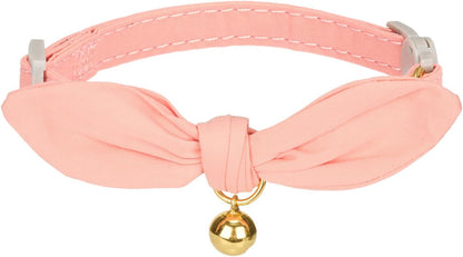 Cotton Breakaway Cat Collar with Bow Tie and Bell, Adjustable Cute Soft Corduroy Kitten Collars for Girl Cats