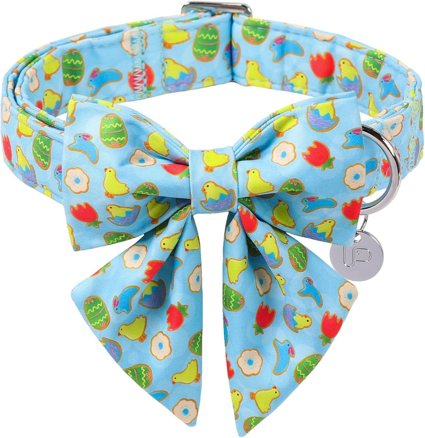 Patriotic Dog Collar with Bow Tie - 4th of July Comfortable Cotton American Flag Design for Large Dogs, Stylish Metal Buckle