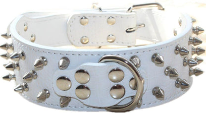 Spiked Studded Dog Collar, PU Leather Dog Collar, Adjustable Pet Collars for Medium or Large Breed Pet (L, Gold Brown2)