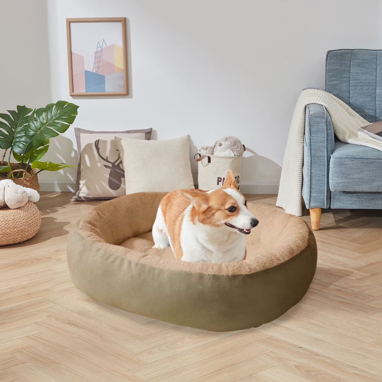 Winter Long Plush Pet Cat Oval Dog Beds Mat for Pet Cats, Cat Bed for Winter Warmth, Portable Washable Pet Bed Nest Cat Sleep Bag Nest Kennel, All-Season Suitable Pet