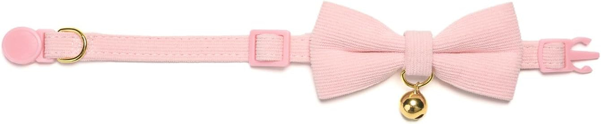 Cotton Breakaway Cat Collar with Bow Tie and Bell, Adjustable Cute Soft Corduroy Kitten Collars for Girl Cats