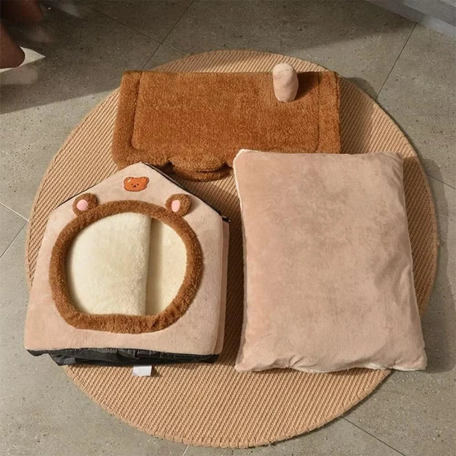 Folding Houses Removable Washable Cat House Puppy Cave Sofa Four Seasons General Can Pet Supplies for Small Medium Pet