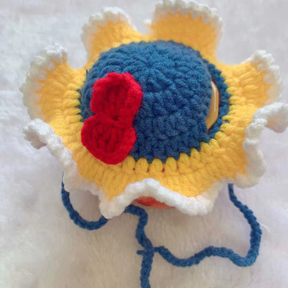 Cute Cat Hat Funny Pets Party Cosplay Headwear Delicate Hemming Pendant Decor Elasticity Knitted Hat Pet Accessories