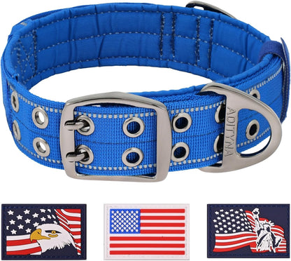 Heavy Duty Dog Collar for Large Dogs - Reflective Collar with Handle for Training, and Walking - Wide, Thick, Tactical, Soft Neoprene Padded