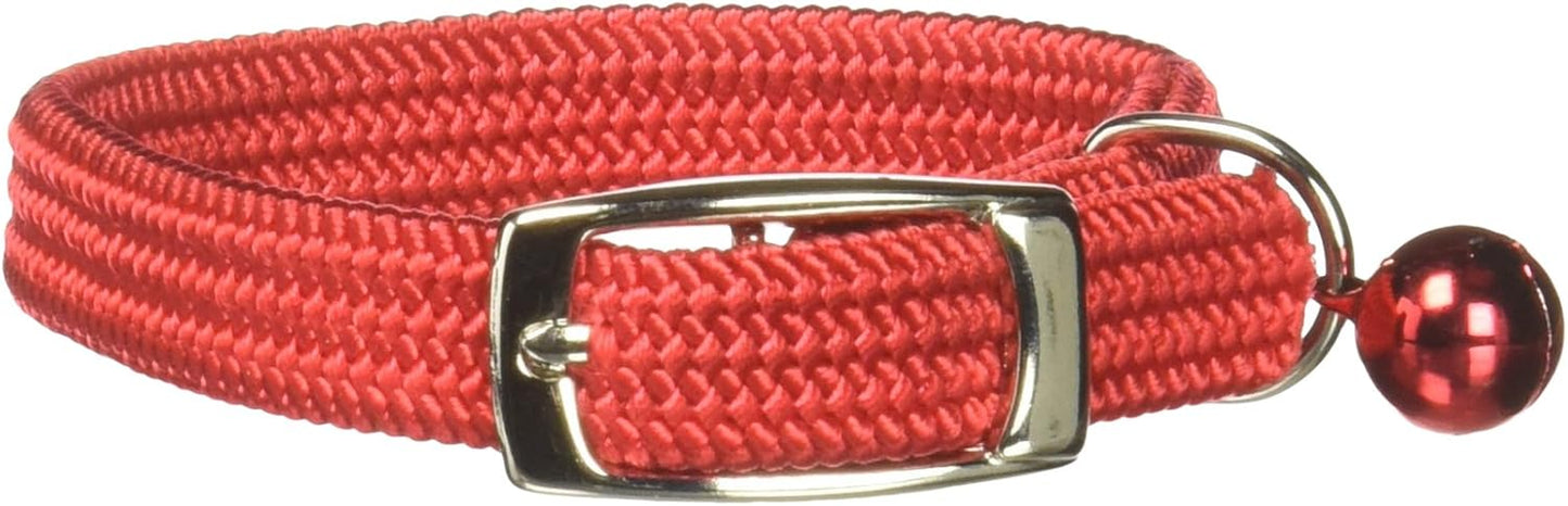 Kool Kat Elastic Cat Safety Collar with Bell, Green, 10"