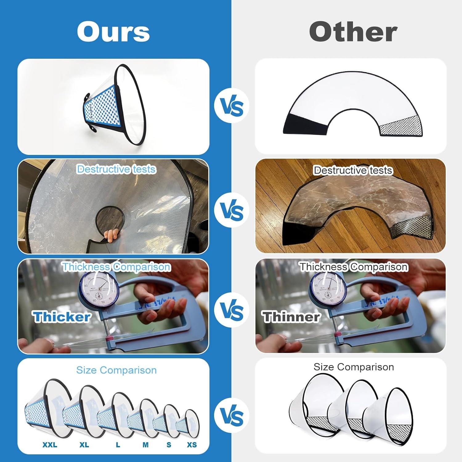 Dog Cone Collar Adjustable after Surgery, Comfortable Pet Recovery Collar & Cone for Large Medium Small Dogs, Elizabethan Dog Neck Collar Plastic Practical （L）