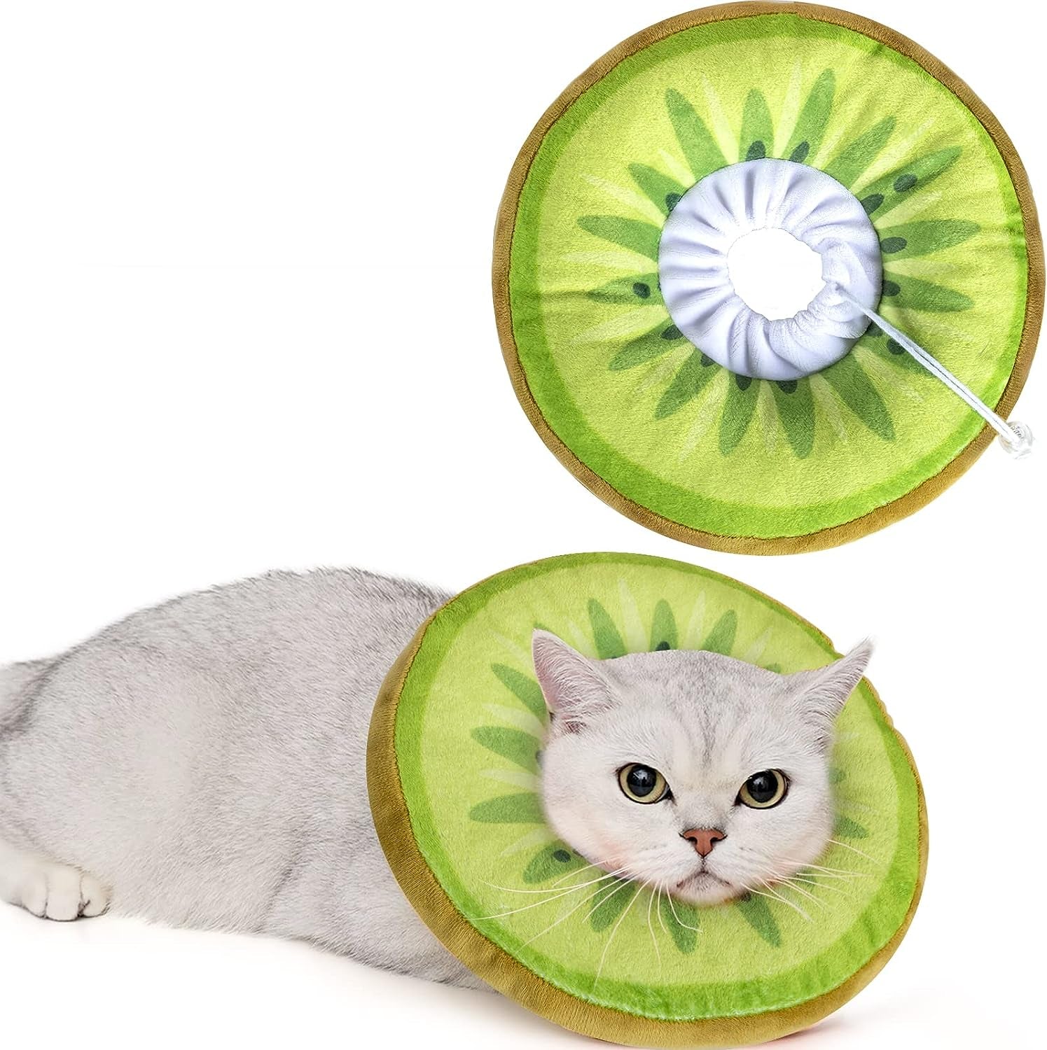 Adjustable Cat Cone Collar Soft, Cute Cat Donut Collar after Surgery, Kitten Recovery Cones to Stop Licking