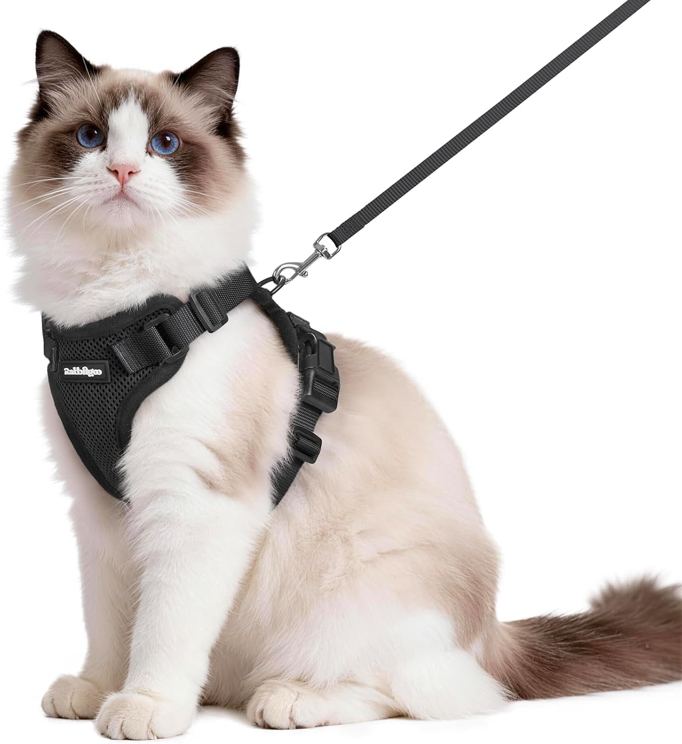 Cat Harness and Leash for Walking, Escape Proof Soft Adjustable Vest Harnesses for Cats, Easy Control Breathable Reflective Strips Jacket, Black, XS