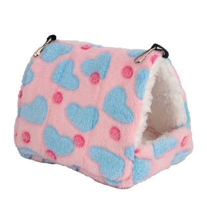 Hamster House Warm Soft Beds and Houses Rodent Cage Printed Hammock for Rats Cotton Guinea Pig Accessories Small Animals 햄스터