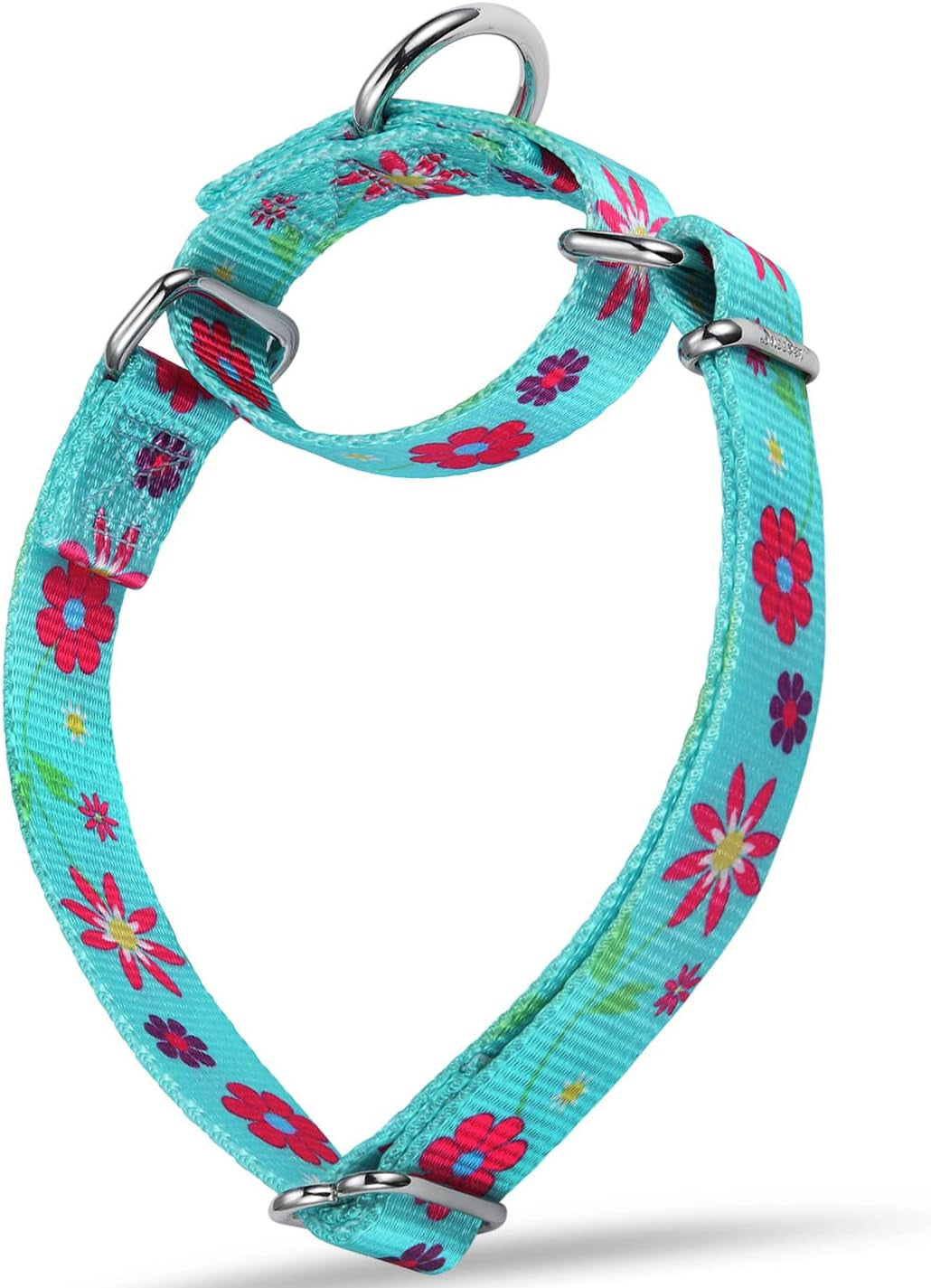 Martingale Dog Collar No Pull Pet Collar Heavy Duty Dog Martingale Collars Silky with Unique Geometric Pattern for Medium and Large Dogs (Large, Turquoise)