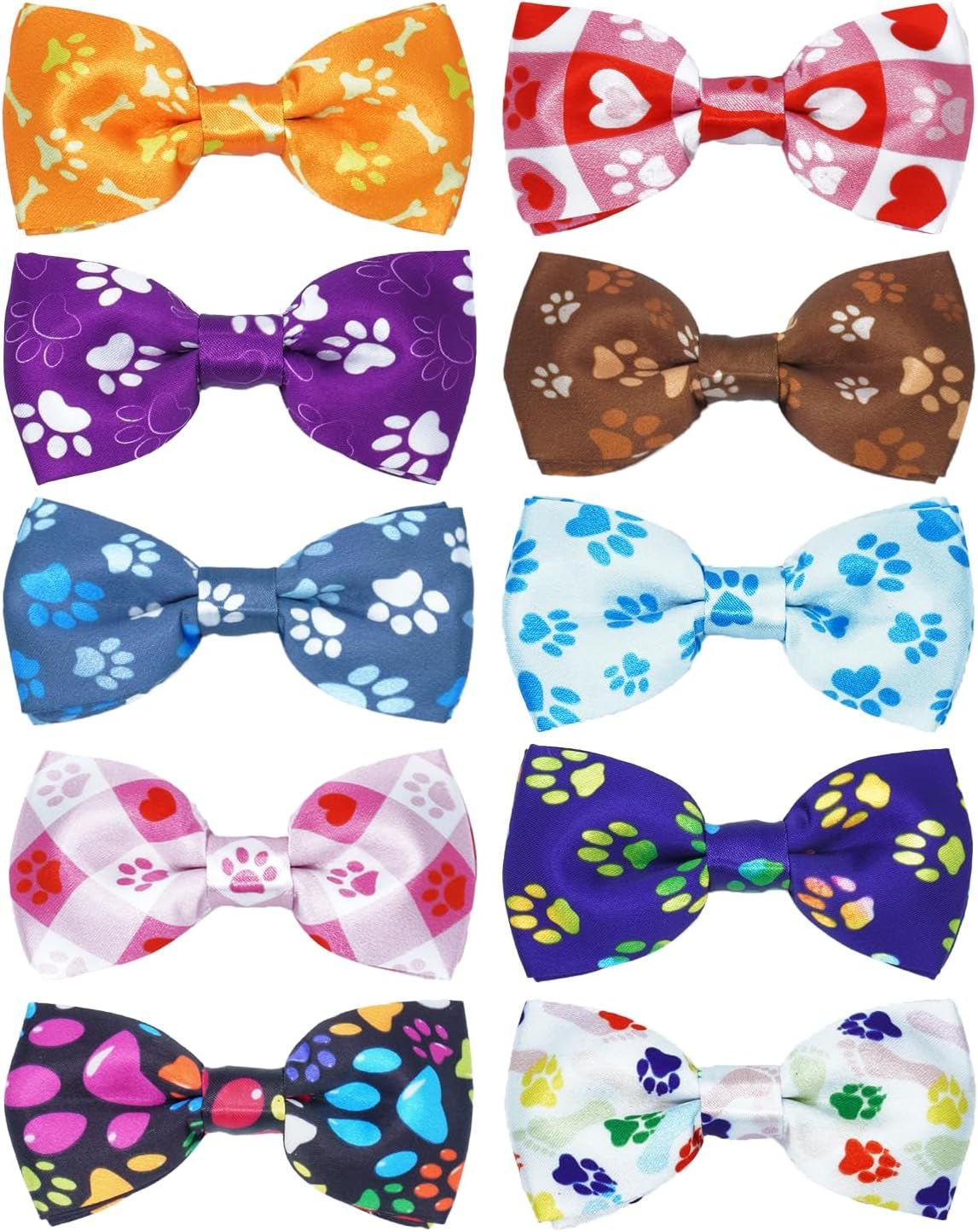 10 Pack Plaid Small Dog Bow Ties Sliding Collar Attachments Puppy Cats Classic Bowties for Medium Dogs Rainbow Bowknots Christmas Party Holiday Pet Grooming Accessories(Small)