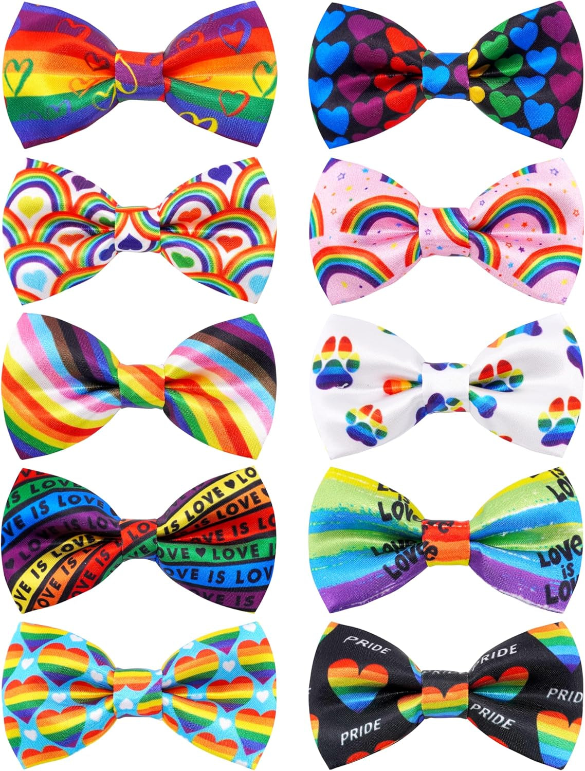 10 Pack Plaid Small Dog Bow Ties Sliding Collar Attachments Puppy Cats Classic Bowties for Medium Dogs Rainbow Bowknots Christmas Party Holiday Pet Grooming Accessories(Small)