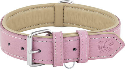 Riparo Large Dog Collar, Red Dog Collar for Large Breeds, Dog Collar Boy with Dog Tag Holder (L: 1.5" Wide for 17"-21" Neck, Red)