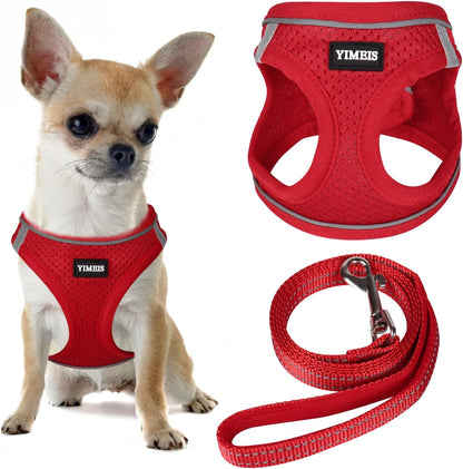 Dog Harness and Leash Set, No Pull Soft Mesh Pet Harness, Reflective Adjustable Puppy Vest for Small Medium Large Dogs, Cats (Pink, X-Small (Pack of 1)