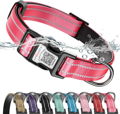 Cute Adjustable Dog Collar with QR Code Buckle - Metal Clip & Cotton Webbing Comfort Fit for Mediun Pets