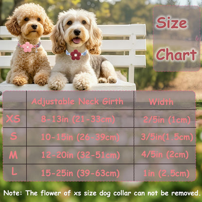 Small Dog Collar with Flower, Puppy Collar for Girl Dog Collars for Small Dogs Cute Dog Collar with Bell, Adjustable Length