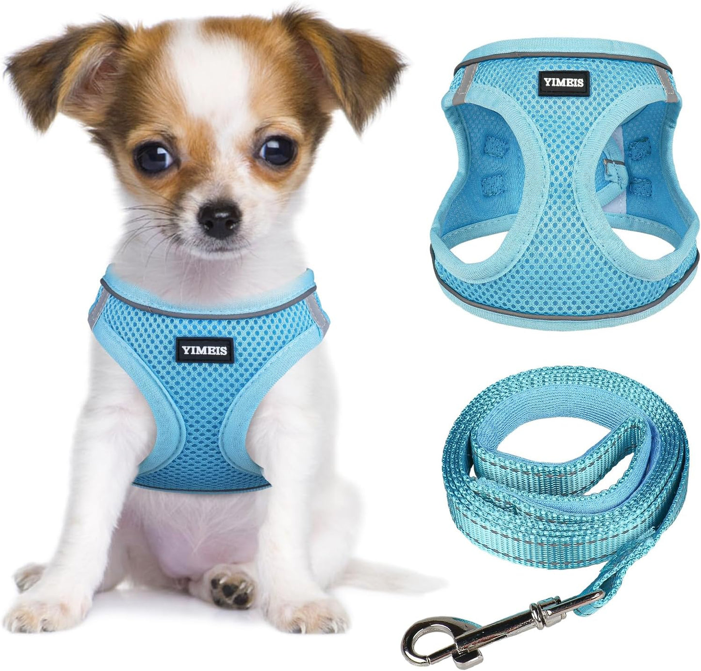 Dog Harness and Leash Set, No Pull Soft Mesh Pet Harness, Reflective Adjustable Puppy Vest for Small Medium Large Dogs, Cats (Pink, X-Small (Pack of 1)