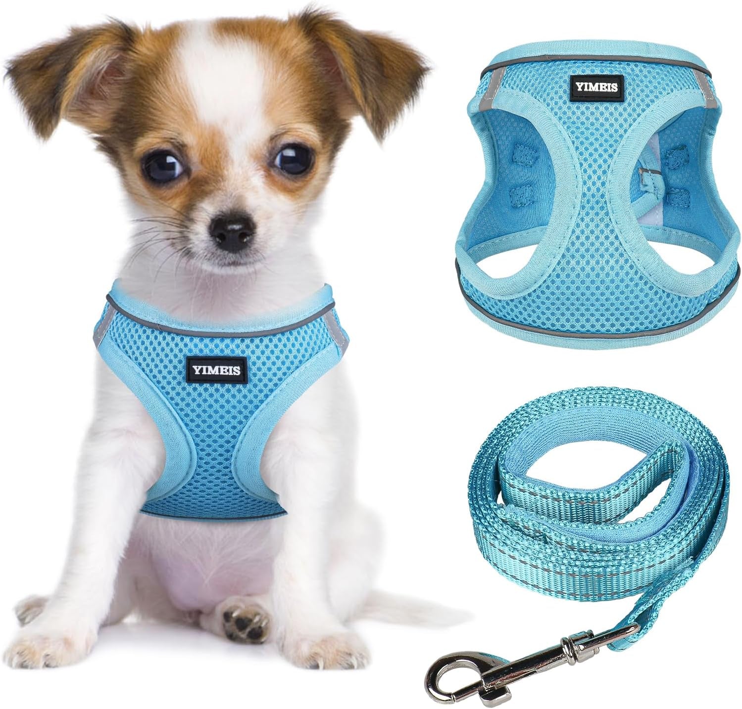 Dog Harness and Leash Set, No Pull Soft Mesh Pet Harness, Reflective Adjustable Puppy Vest for Small Medium Large Dogs, Cats (Pink, X-Small (Pack of 1)