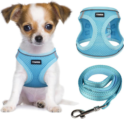 Dog Harness and Leash Set, No Pull Soft Mesh Pet Harness, Reflective Adjustable Puppy Vest for Small Medium Large Dogs, Cats (Pink, X-Small (Pack of 1)