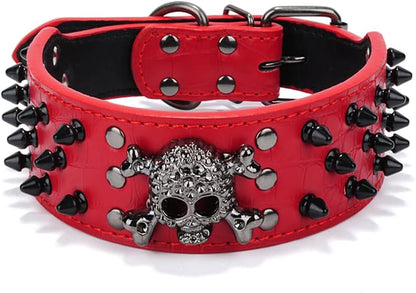 Spiked Studded Dog Collar, PU Leather Dog Collar, Adjustable Pet Collars for Medium or Large Breed Pet (L, Gold Brown2)