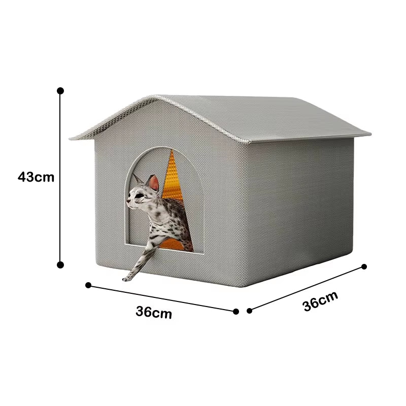 Stray Cat Dog House Waterproof Elevated Kitty Pet House Pad Outdoor Winter Warm Pet Cave Washable Weatherproof Cat Shelter