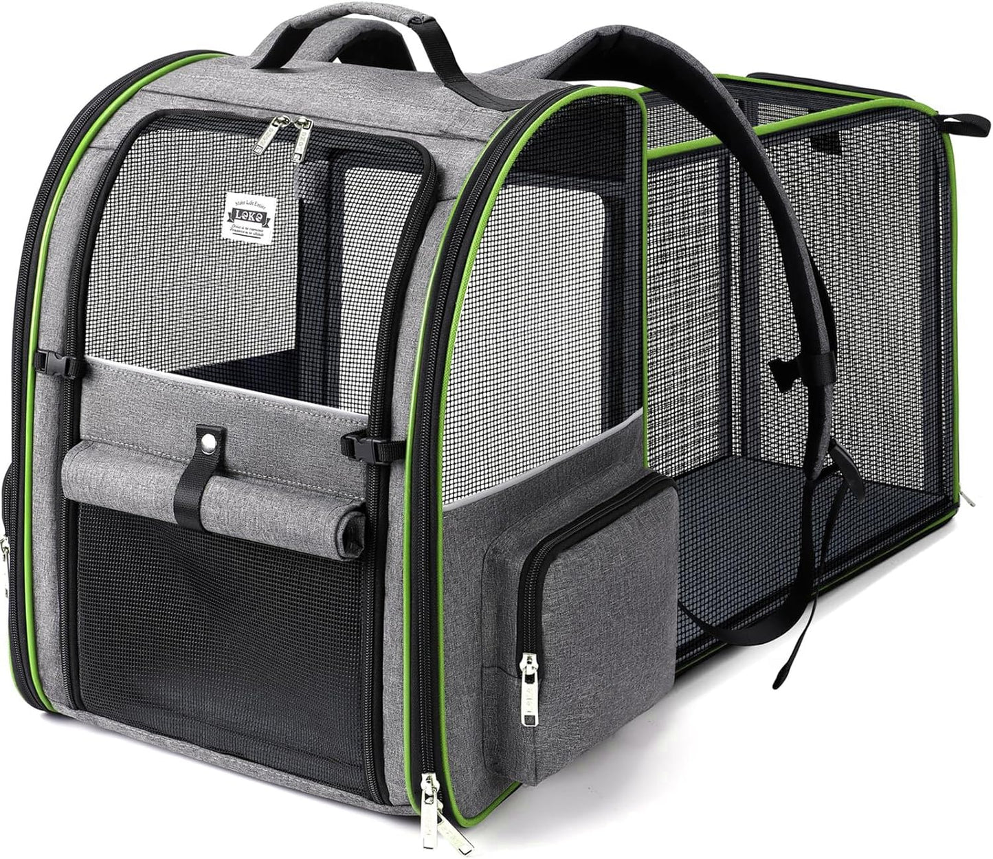 Cat Carrier Backpack, Expandable Pet Carrier with Sun Shade & Full Front Opening, Breathable Mesh Backpack for Small Dogs & Medium Cats up to 18 Lbs, Foldable for Hiking, Camping (Grey)
