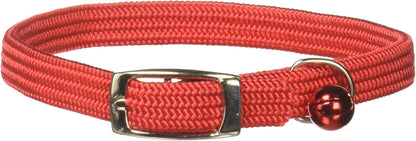 Kool Kat Elastic Cat Safety Collar with Bell, Green, 10"