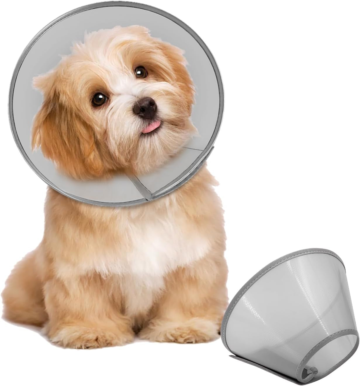 Dog Cone Collar Adjustable after Surgery, Comfortable Pet Recovery Collar & Cone for Large Medium Small Dogs, Elizabethan Dog Neck Collar Plastic Practical （L）