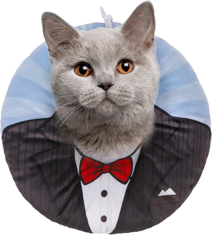 Cat Cone Collars Soft, Cat Recovery E Collars after Surgery to Stop Licking, Adjustable Elizabeth Circle Collar Cute Pet Donut Pillow for Cats Kitten Small Dogs, Cute Shark S