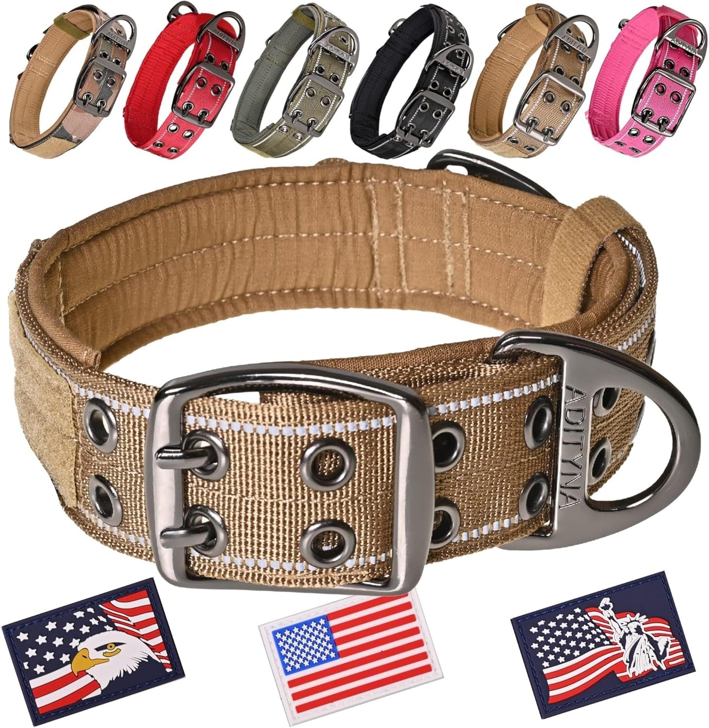 Heavy Duty Dog Collar for Large Dogs - Reflective Collar with Handle for Training, and Walking - Wide, Thick, Tactical, Soft Neoprene Padded