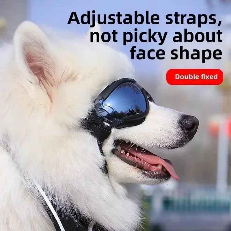 Pet Goggles Adjustable anti UV Glare Windproof Sunglasses for Dogs Outdoor Hiking Running Beach All Breeds Eye Protection Black