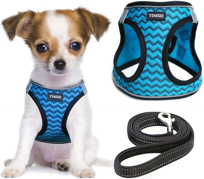 Dog Harness and Leash Set, No Pull Soft Mesh Pet Harness, Reflective Adjustable Puppy Vest for Small Medium Large Dogs, Cats (Pink, X-Small (Pack of 1)