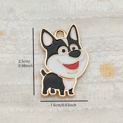 10Pcs Dog Charm Jewelry Accessories Diy Making Craft Enamel Necklace Earring Pendant Keychain Charms Alloy Metal Gold Plated