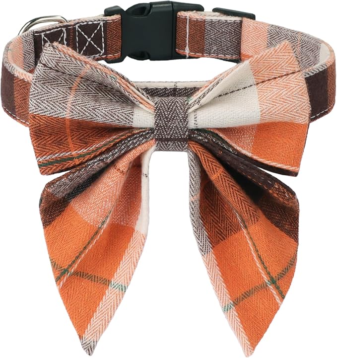 Dog Collar with Detachable Bow Tie - Adjustable, Multiple Patterns