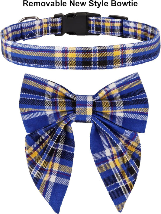 Dog Collar with Detachable Bow Tie - Adjustable, Multiple Patterns