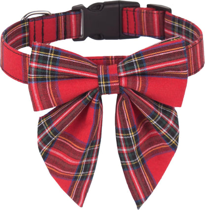 Dog Collar with Detachable Bow Tie - Adjustable, Multiple Patterns