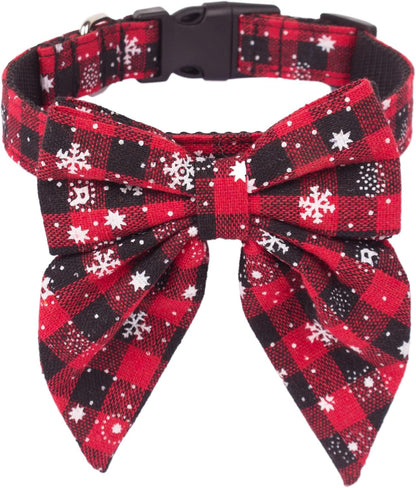 Dog Collar with Detachable Bow Tie - Adjustable, Multiple Patterns