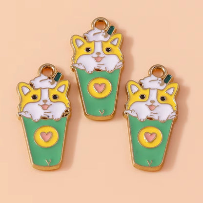 10Pcs Cute Enamel Animal Charms Husky Corgi Bulldog Puppy Dog Pendant for Bracelet Necklace Handmade Jewelry Findings