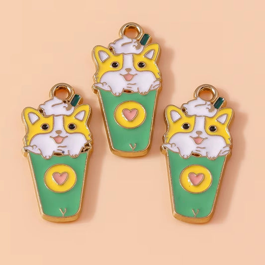 10Pcs Cute Enamel Animal Charms Husky Corgi Bulldog Puppy Dog Pendant for Bracelet Necklace Handmade Jewelry Findings