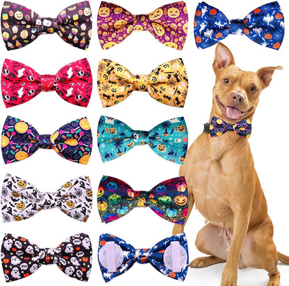 10 Pack Plaid Small Dog Bow Ties Sliding Collar Attachments Puppy Cats Classic Bowties for Medium Dogs Rainbow Bowknots Christmas Party Holiday Pet Grooming Accessories(Small)