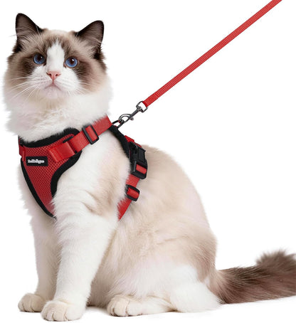 Cat Harness and Leash for Walking, Escape Proof Soft Adjustable Vest Harnesses for Cats, Easy Control Breathable Reflective Strips Jacket, Black, XS