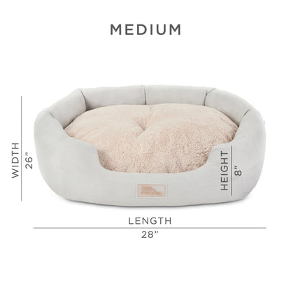EVERYDAY Cuddletown Faux Linen Comfy Cozy Cuddler Pet Bed, Supportive & Calming Egg Crate Foam, Water Repellent, Non-Slip Bottom, Machine Washable Cover, Grey, Medium 28"X26"X8"