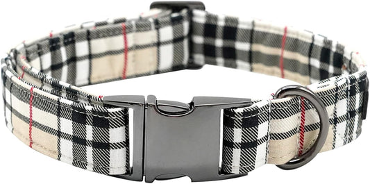 Dog Collars, Plaid Print Pet Collar Durable Metal Collar Soft Girl Boy Dog Collars Adjustable Dog Collar for Large Dogs