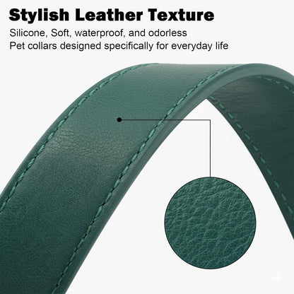 Dog Collars for Medium Dogs Silicone Leather Dog Collars Soft Flexible Waterproof Odor-Proof Durable Thick Classic Adjustable Pet Puppy Collar (Green, Medium (12.5-20" Neck))