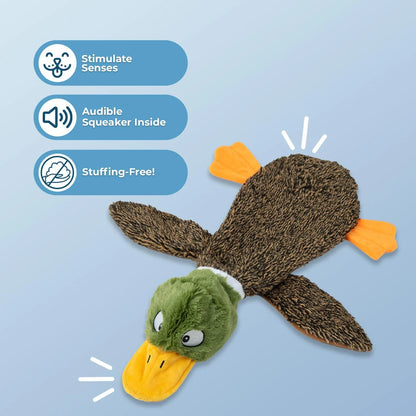2-In-1 Fun Skin Stuffless Dog Squeaky Toy Pig & Wild Duck, Small